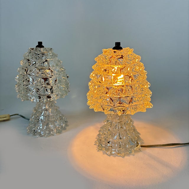 1940s Set of 2 Table Lamp in Murano in the Style of Barovier & Toso, Italy 1940 For Sale - Image 5 of 5