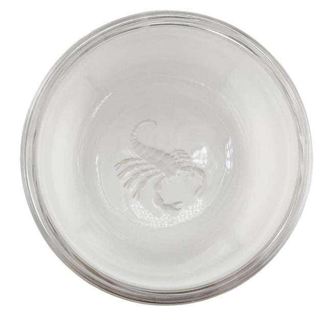 Val Saint-Lambert Mid 20th Century Val Saint Lambert Crystal Scorpio Dish or Ashtray With Etched Scorpion Motif For Sale - Image 4 of 10