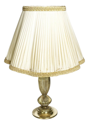 Art Nouveau Brass Table Lamp with Shade, France, 1920s