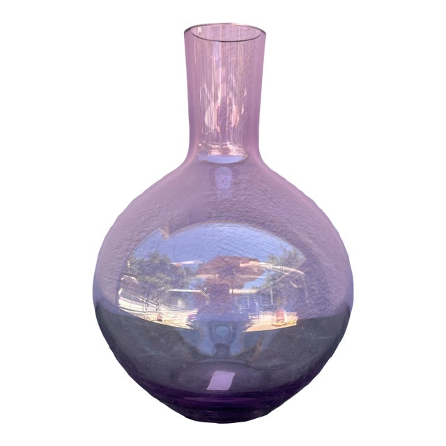 1980s Polish Lavender Glass Vase For Sale
