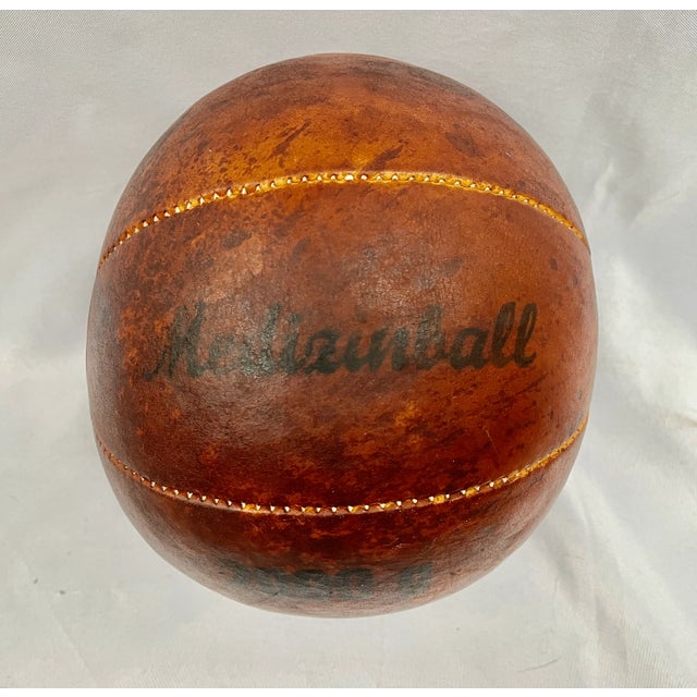 Vintage German Leather Medicine Ball For Sale In Dallas - Image 6 of 9