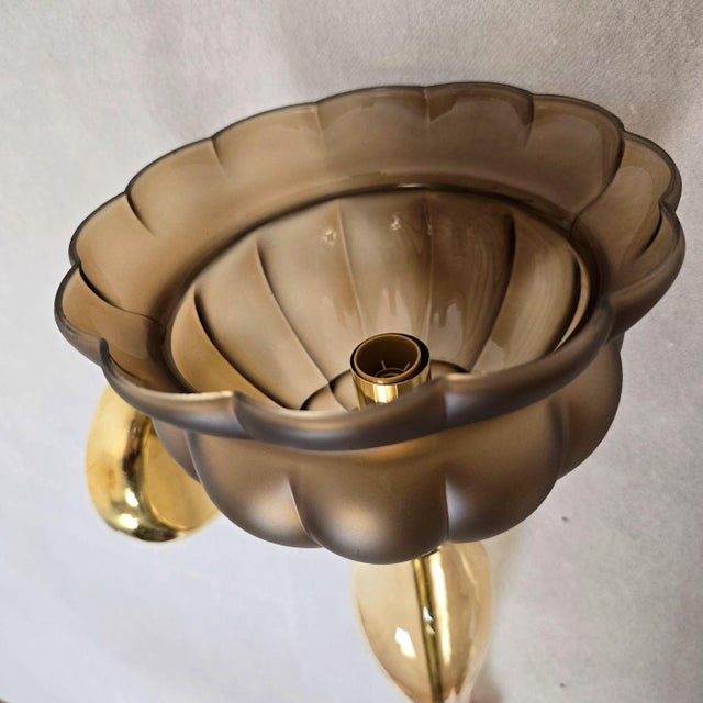 Brown 1990s Mid-Century Modern Brown and Amber Murano Glass Sconces - a Pair For Sale - Image 8 of 11