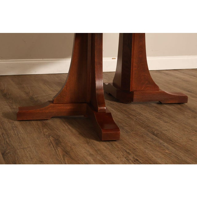 Wood Stickley Mission Collection Round Oak Expandable Dining Table For Sale - Image 7 of 18