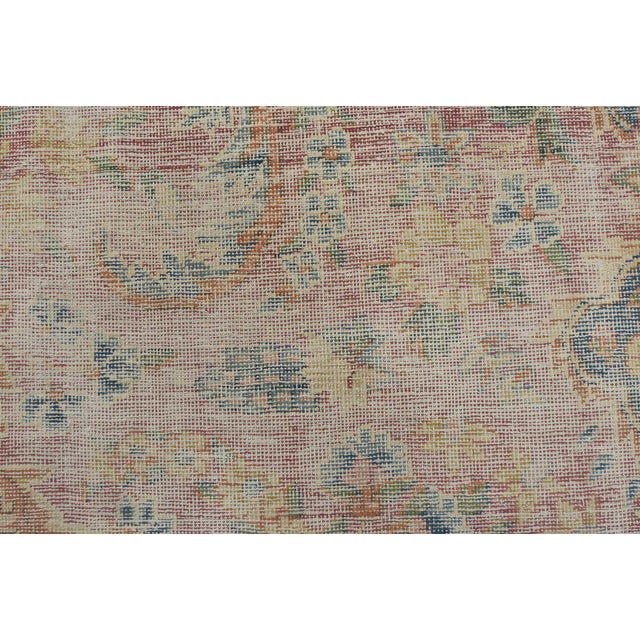 Kerman Rug 6’4” X 10’4” Pink Wool Vintage Distressed Hand-Knotted Carpet For Sale - Image 11 of 15