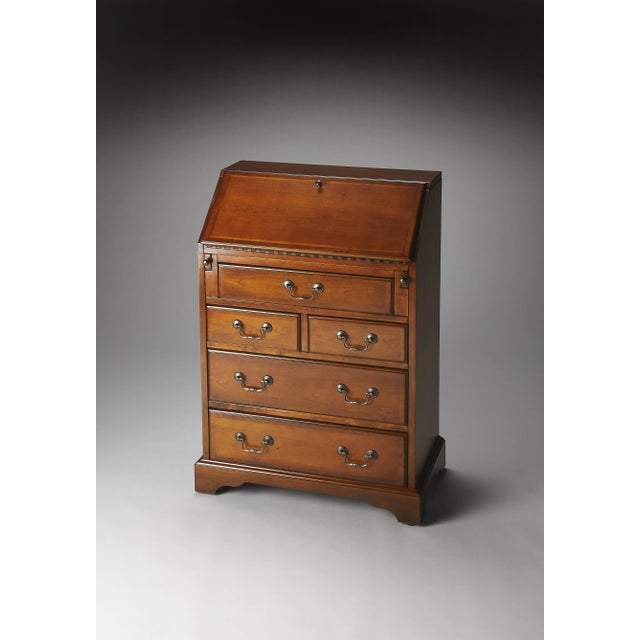Spritely Home Accent Furniture Danforth Secretary, Medium Brown For Sale - Image 4 of 5