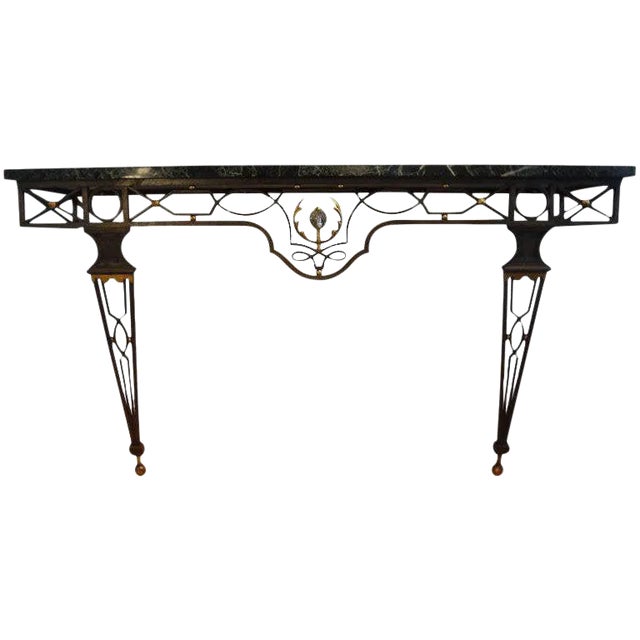 French Neoclassical Style Gilbert Poillerat Attributed Iron Console Table For Sale