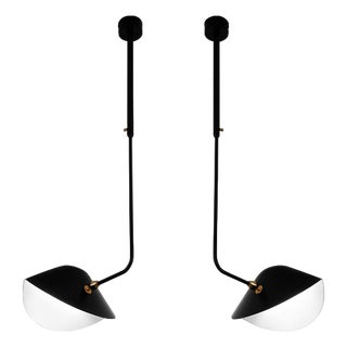 Mid-Century Modern Black Curved Bibliothèque Ceiling Lamps by Serge Mouille, Set of 2 For Sale