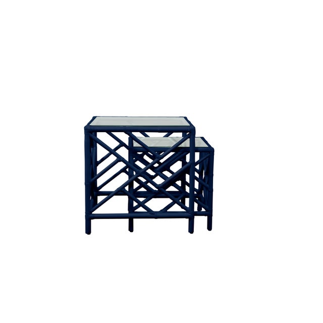Chippendale Chippendale Nesting Tables - Navy Blue For Sale - Image 3 of 3