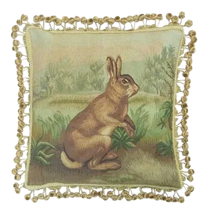 Aubusson Standing Rabbit Throw Pillow