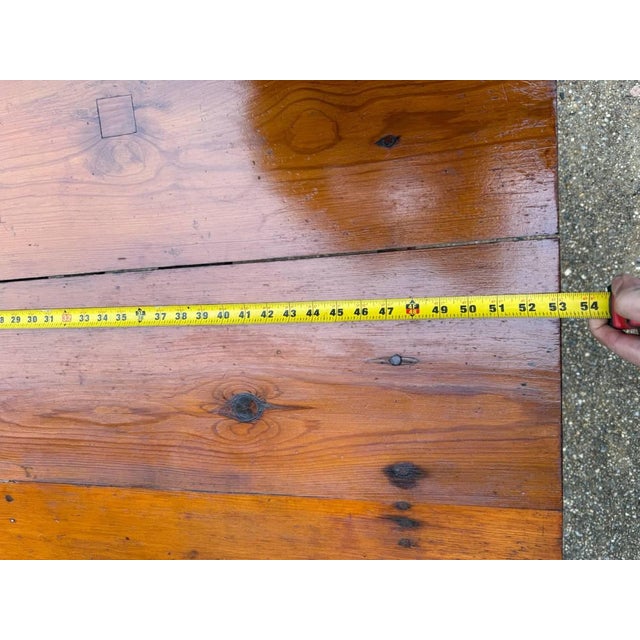 Vintage Early American Primitive Style Pine Tavern Dining Table For Sale - Image 11 of 12