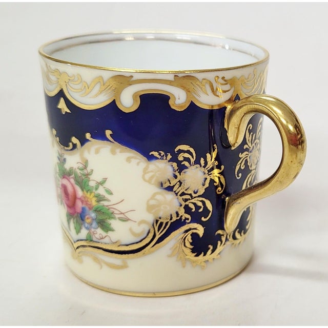 Blue Set of 10 Antique Gilt Gold Fine China Porcelain Cups by Aynsley For Sale - Image 8 of 9