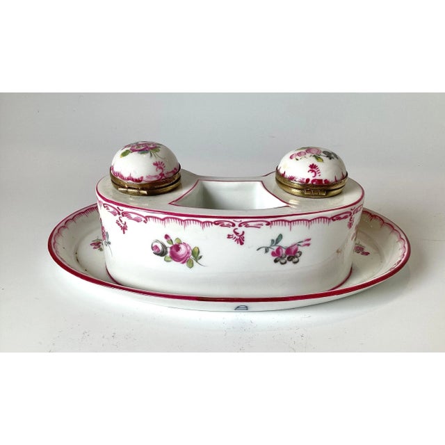 Ceramic Royal Vienna 19th Century Hand Painted Double Inkwell For Sale - Image 7 of 8
