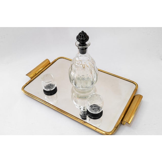 Art Deco Brass Serving Plate with Mirror, 1920s For Sale - Image 11 of 14
