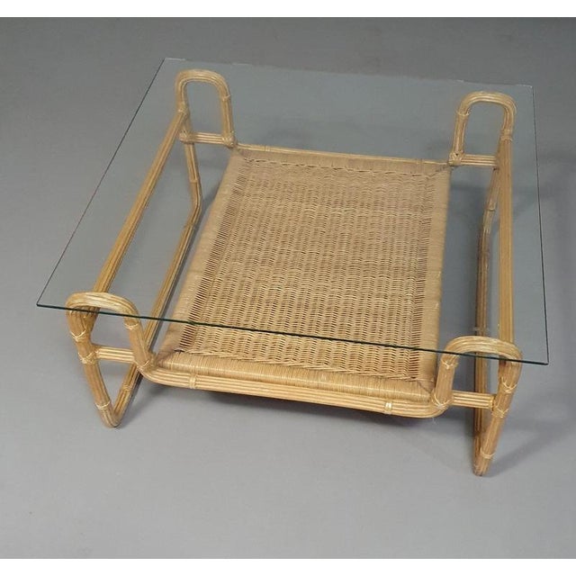 Mid-Century Iron, Pencil Reed and Glass Coffee Table For Sale - Image 9 of 10