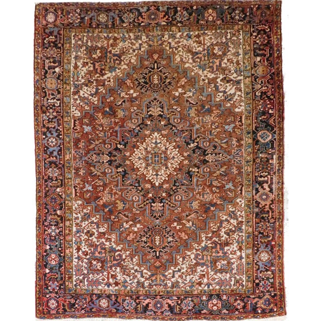 Hand Knotted Vintage Persian Heriz Rug 9'9"x 7'9" For Sale - Image 13 of 13