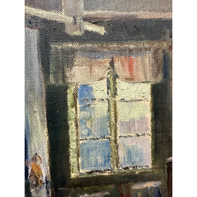 Portraiture Mid-Century Oil Painting of Woman Working at Spinning Wheel by Thure Malmberg of Finland & Sweden For Sale - Image 3 of 11