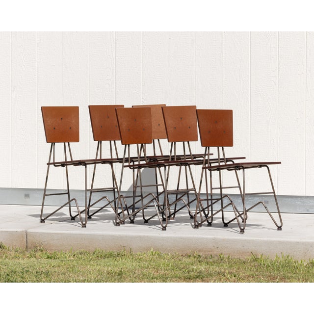 Mid-Century Modern Set of 6 Vintage Chipotle Composite and Steel Dining Chairs – Attributed to Steve Sauer | Bruce Gueswel For Sale - Image 3 of 10