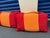 Abstract Marimekko Style Pillow Shams – Modern Red & Orange Striped Quilted Covers For Sale - Image 3 of 6