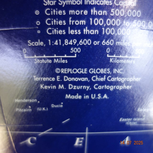 1990s Replogle Globe Art Deco Base, Deep Blue For Sale - Image 11 of 14