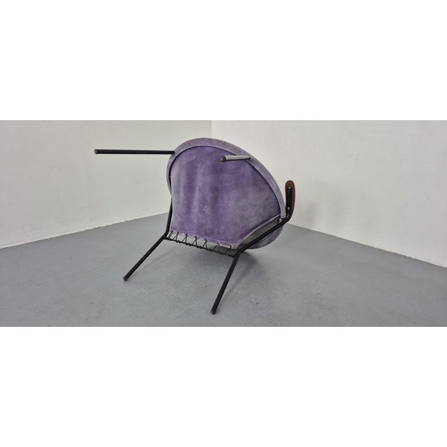 Sueded Purple Balloon Chair by Hans Olsen for Lea Furniture, Denmark, 1950s For Sale - Image 10 of 13