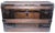 Brown Antique Alligator Skin Design Metal, & Oak Slats Camelback Domed, Wheeled Steamer Trunk For Sale - Image 8 of 11