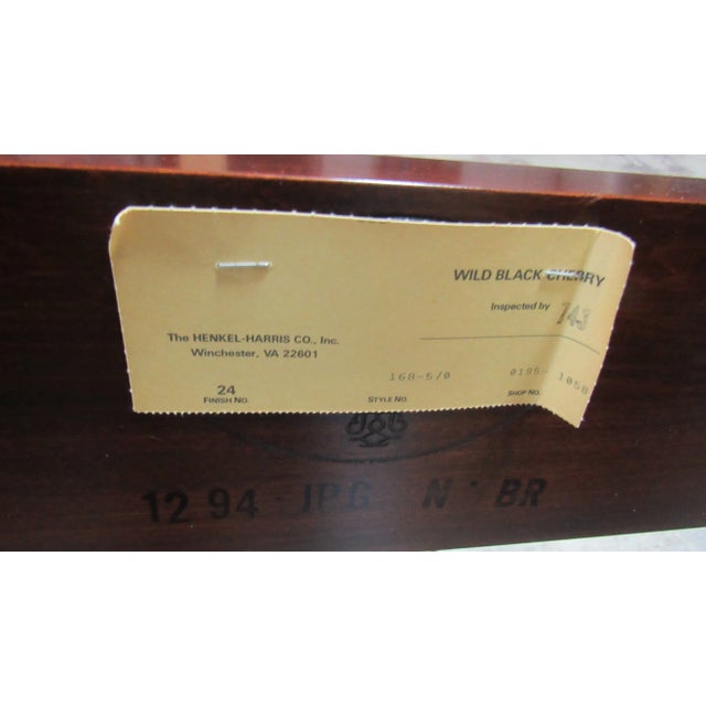 Brown 1990s Henkel Harris Cherry Carved Bed Queen Poster Designer For Sale - Image 8 of 8