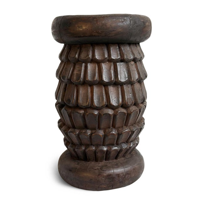 Authentic hand carved Bamileke small tribal wood stool. Masterfully crafted from one piece of indigenous wood. Impressive...