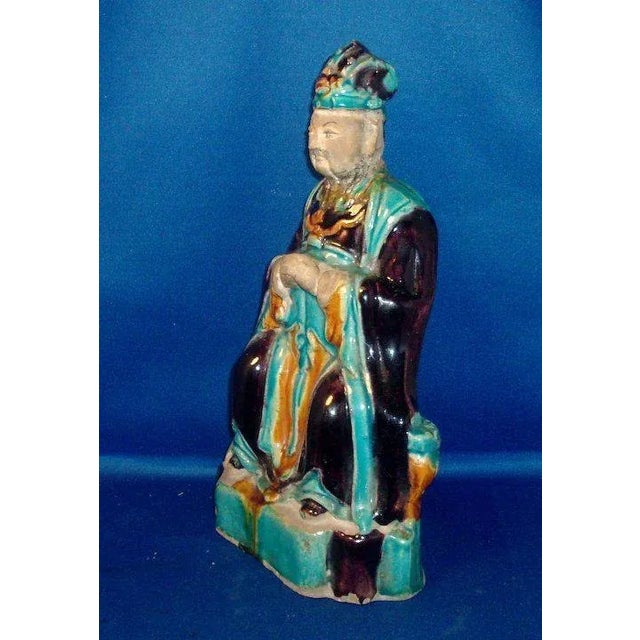 Mid 20th Century Chinese Ming Dynasty Official in Traditional Dress Seated Figure For Sale - Image 5 of 10