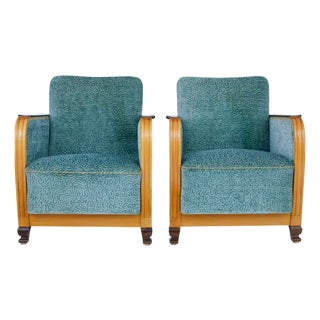 Swedish Art Deco Elm and Birch Armchairs, 1930s, Set of 2 For Sale