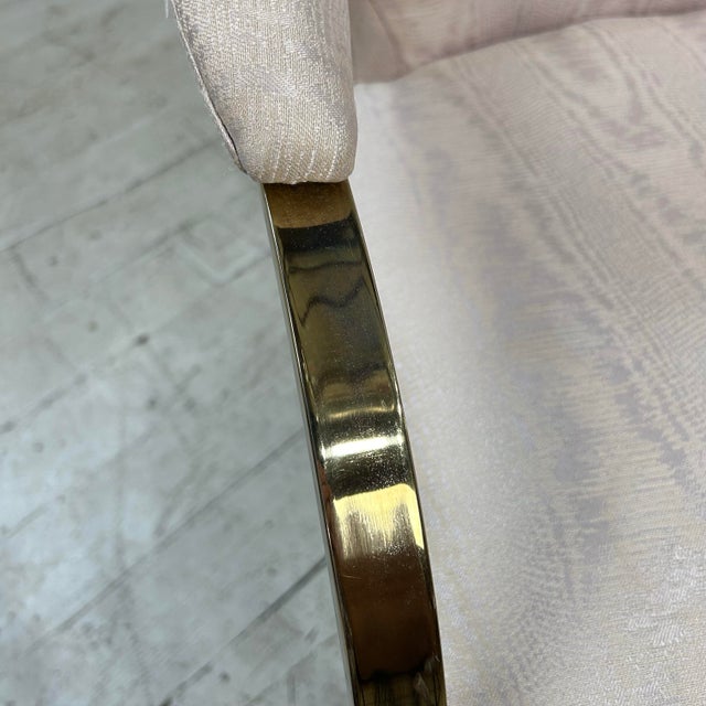 1980s Pair of Carson’s Art Deco Hollywood Regency Brass Arm Cantilever Chairs For Sale - Image 5 of 12