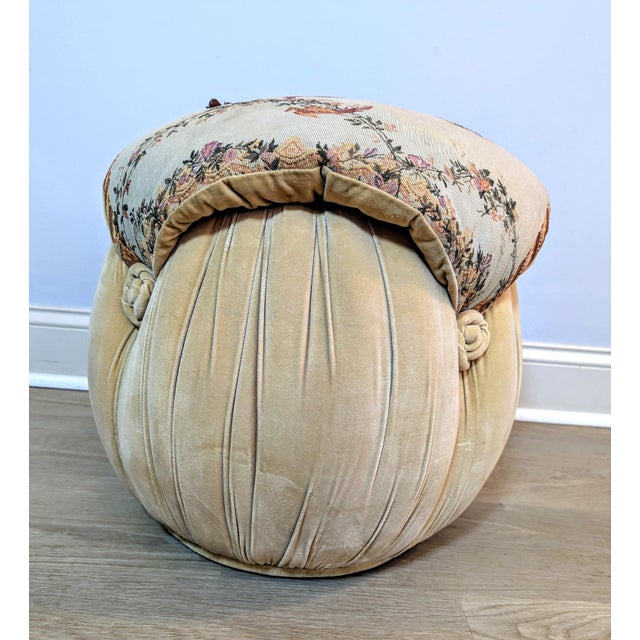 Vintage Camel Tapestry Pillow Top Pouf Ottoman For Sale In Raleigh - Image 6 of 15