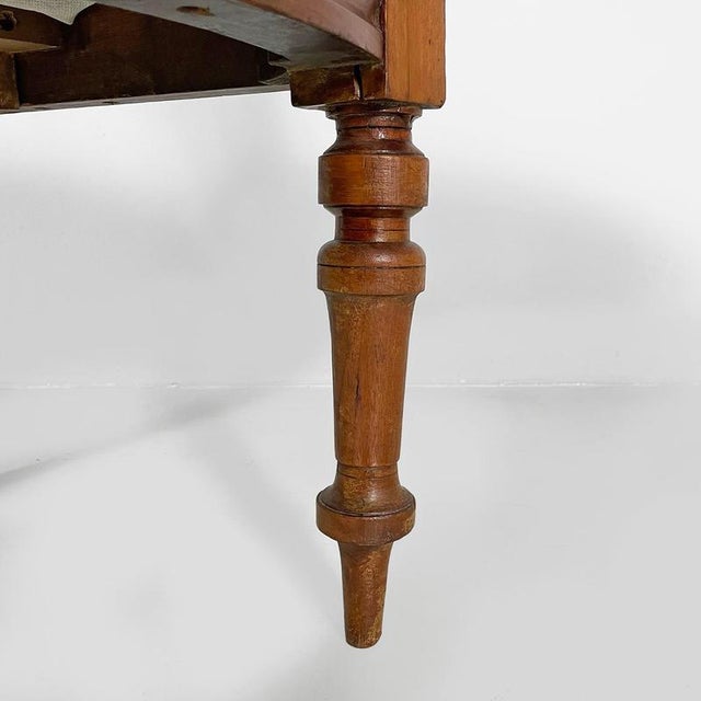 Italian antique wood and colored striped silk chairs, 1850s Antique chair, with wooden structure and padded seat covered...