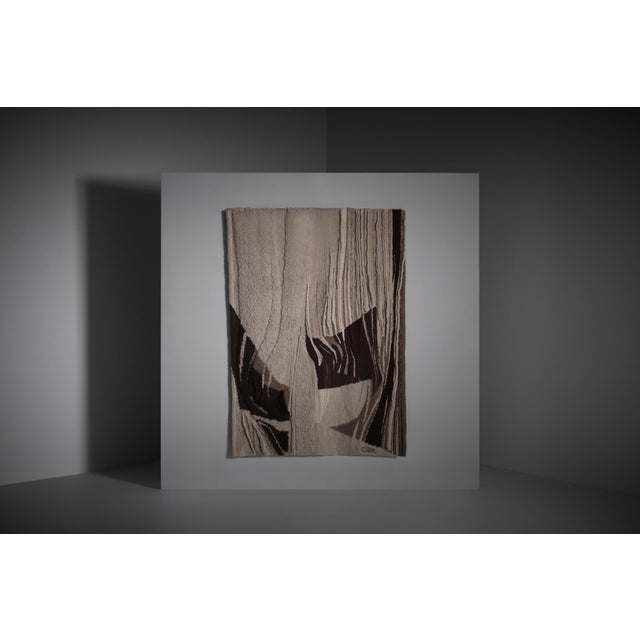 Abstract Hand Knotted Wall Tapestry, France, 1960s For Sale - Image 9 of 9