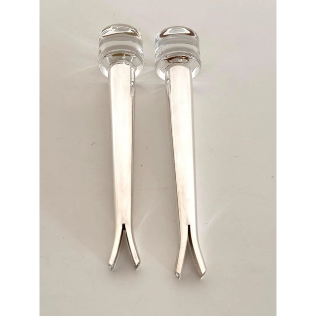 Silver Glass and Silver-Plated Solifleur Vases by Lino Sabattini, Set of 2 For Sale - Image 8 of 17