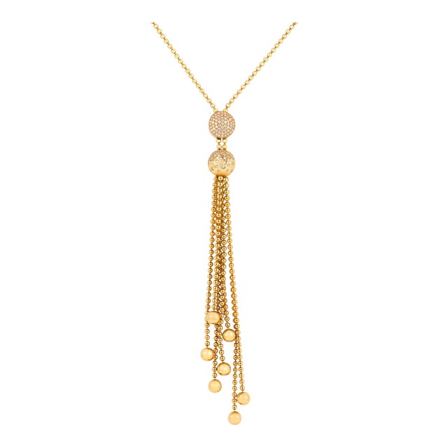 Mid 20th Century Cartier Diamond 18k Yellow Gold 'Draperie De Decollete' Lariat Necklace For Sale