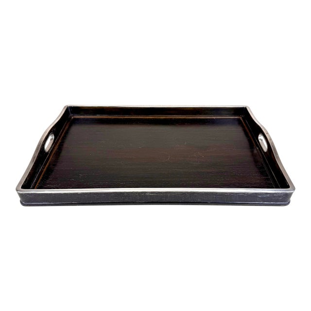 Early 20th Century Japanese Silver-Mounted Zitan Wood Tea Serving Tray For Sale