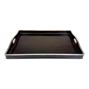 Early 20th Century Japanese Silver-Mounted Zitan Wood Tea Serving Tray