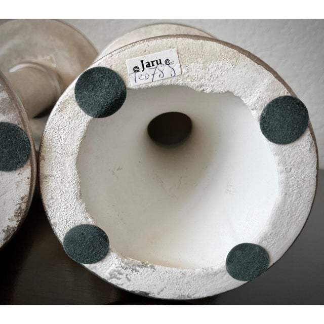 Almond Circa 1970 Jaru Earthenware Column Pedestal-Style Candleholders - Set of 3 For Sale - Image 8 of 14