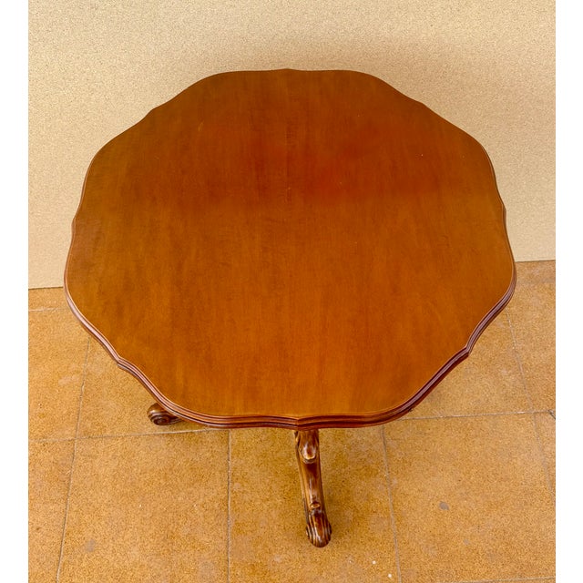Spanish Carved Wood Pedestal Side Table, Mid-20th Century For Sale - Image 11 of 16
