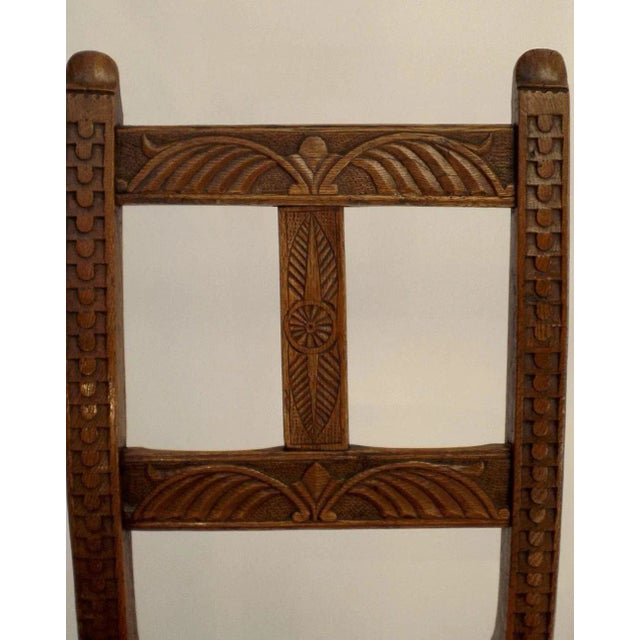 Queen Anne Tyrolean Walnut Carved Country Chairs Lodge Cabin Mountain Home Lion Heads - Set of 4 For Sale - Image 3 of 9