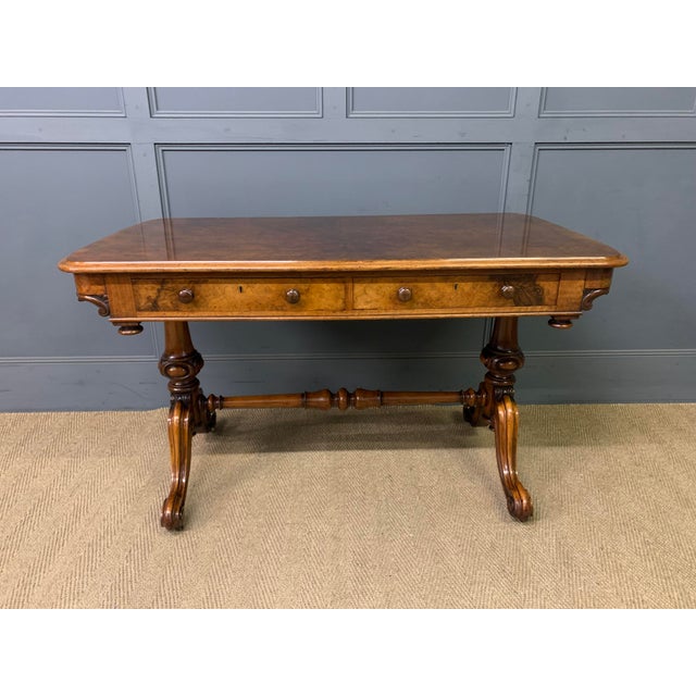 Brown Victorian Burr Walnut Library Table by W. J. Mansell, 1865 For Sale - Image 8 of 18
