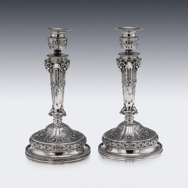 Late 19th Century Antique 19th Century German Silver Candlesticks, Hanau, 1870s, Set of 2 For Sale - Image 5 of 18