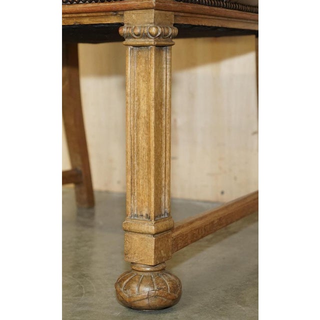 Antique William IV Chesterfield Oak & Brown Leather Desk Chair, 1830s For Sale - Image 12 of 18