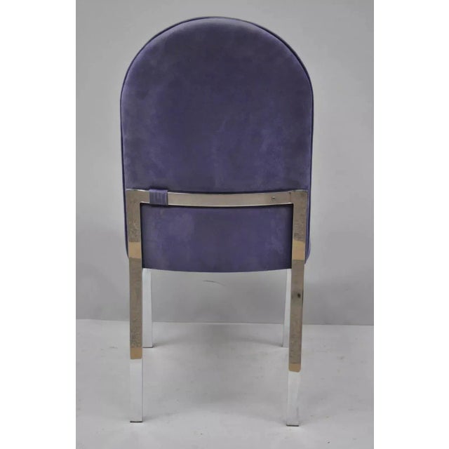 Vintage Mid Century Modern Chrome Flat Bar Dining Side Chair attributed to Tri Mark Designs (B). Item features polished...