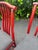 Red Vintage McGuire Red Rattan Chinese Officials Hat Dining Chairs, Set of 6 For Sale - Image 8 of 9