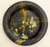 Fine quality pair of early English lacquered papier mache gaming plates hand painted with figures in gilt and soft colors....