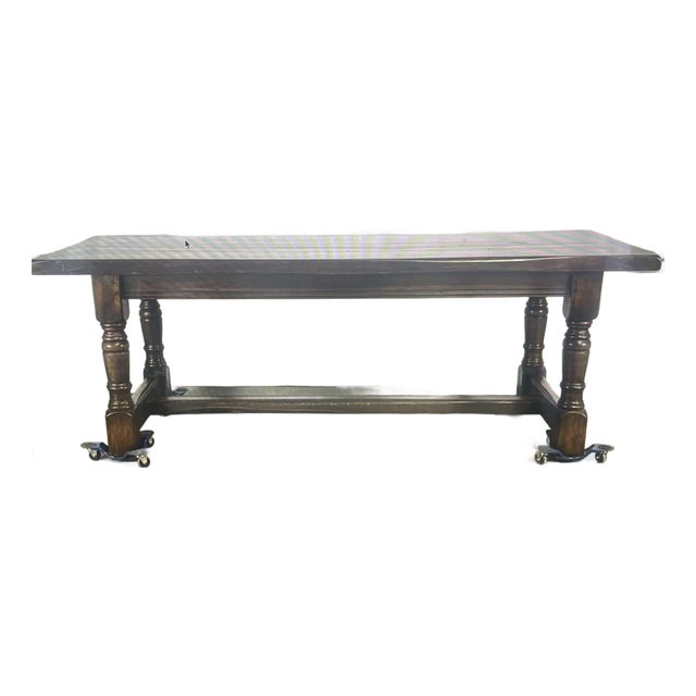 1890's English Oak Refractory Farm Table For Sale