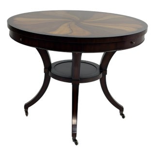 Late 20th Century Thomasville Ernest Hemingway Round Inlaid Pedestal Dining Table on Casters For Sale