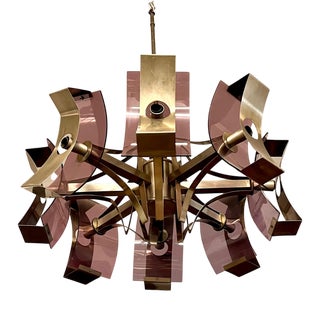 Small Space Age Chandelier with Smoked Acrylic Glass Petals, Italy, 1960s For Sale