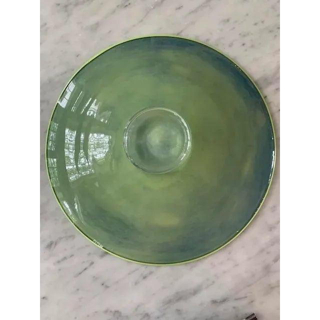 Kosta Boda Vintage Kosta Boda Blue/Green Art Glass Footed Bowl/Platter For Sale - Image 4 of 13